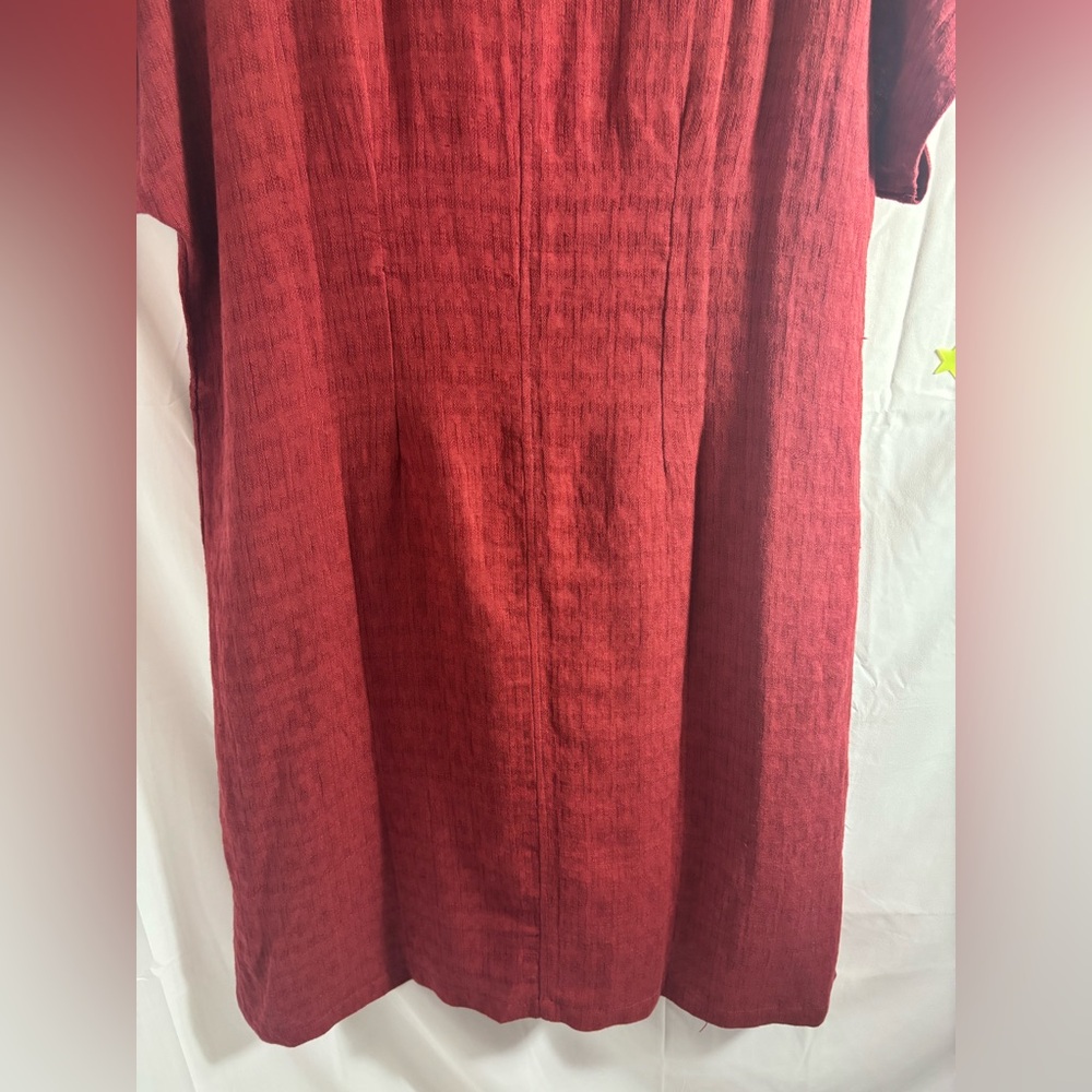 NWT Brick Red Soft Surroundings Remi Gauze Slip Linen Blend Shirt Dress Size M - Picture 13 of 16